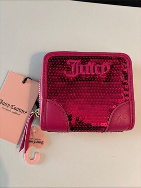Juicy Couture Hot Pink Sequin Zip-Around Wallet